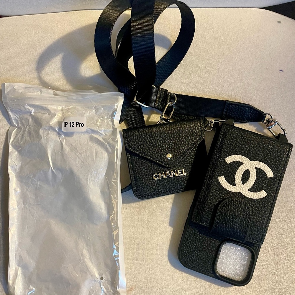 Black Cell Phone Case with Strap for iPhone 12 Pro